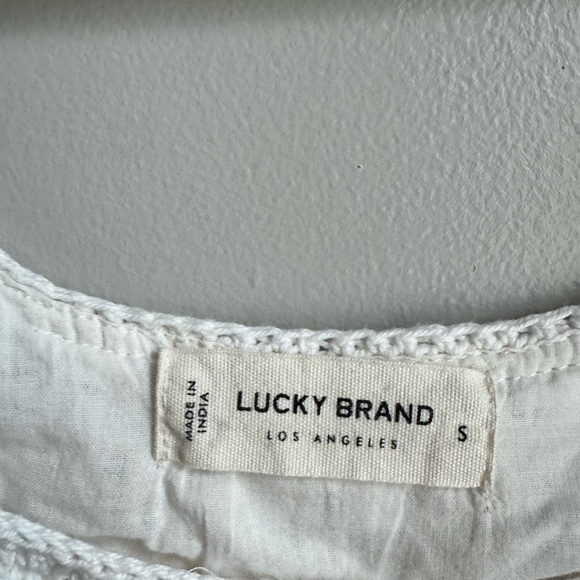Lucky Brand White Crochet Tank Boho Festival Cottagecore Beach Resortwear Top S - Picture 2 of 3